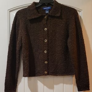 dark brown wool blend cardigan sweater S